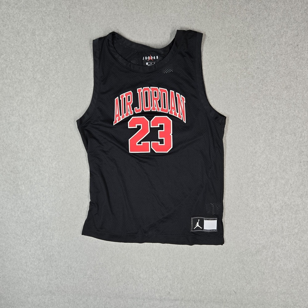 Jordan Men Jersey M Black DNA Distorted Basketball #23 Logo Graphic Print Mesh